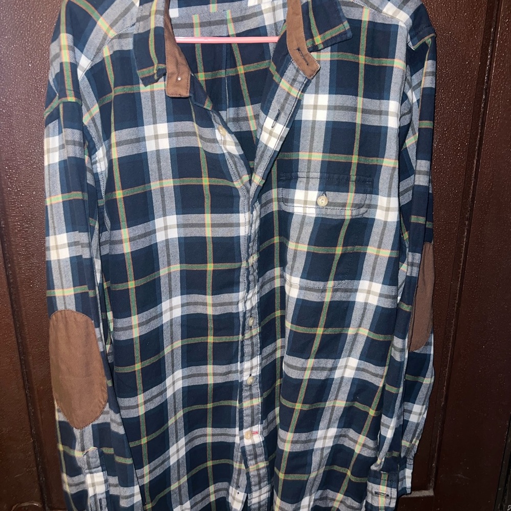 Daniel Cremieux Blue Plaid Shirt with Brown Accents